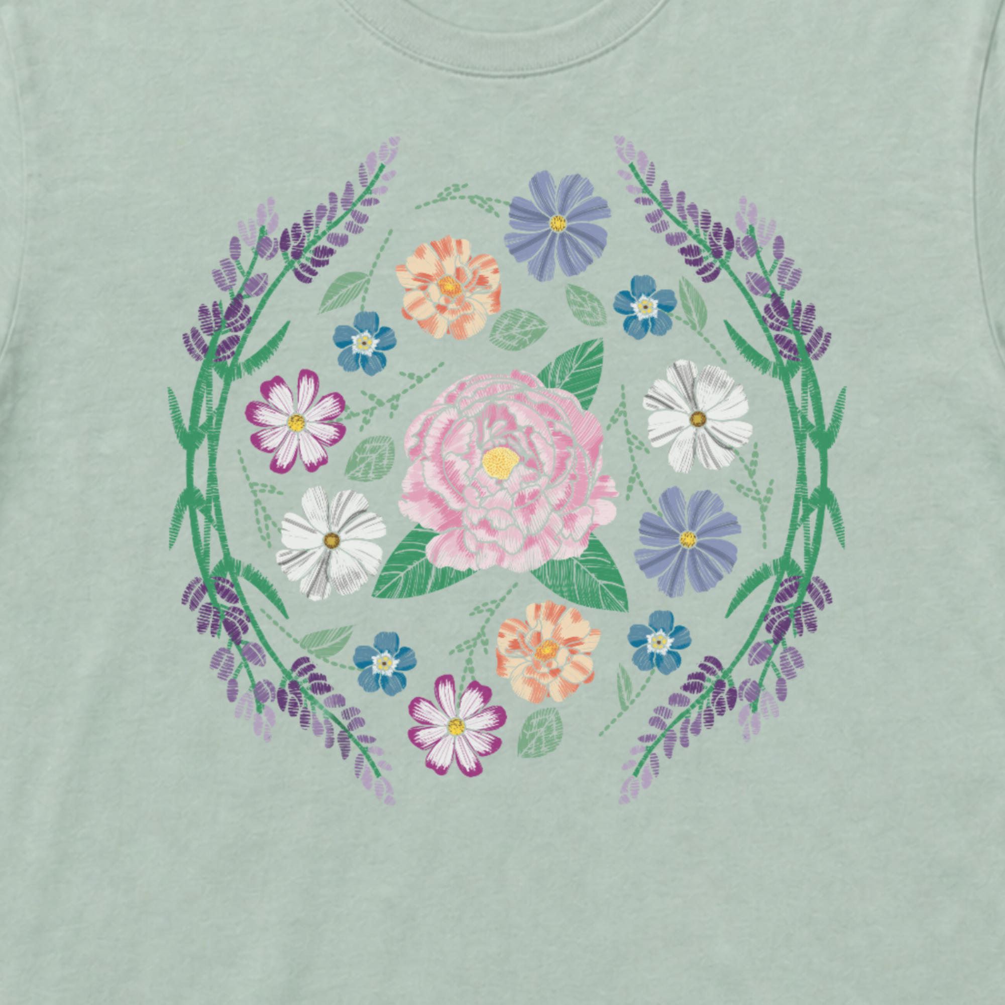 floral embroidery effect tee